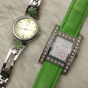 Cool green watch two pack flowers and jewels
